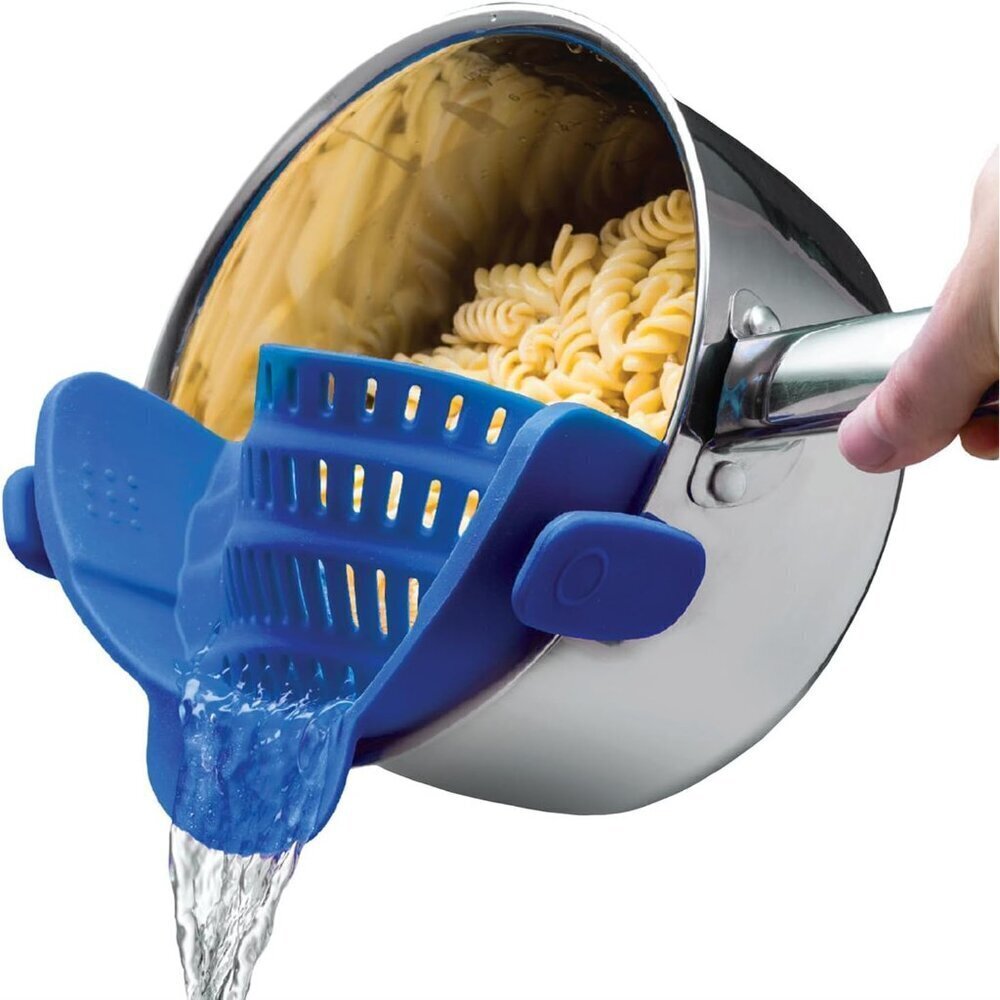 Snap N' Strain - Silicone Clip-On Strainer for Pots, Pans, and Bowls - Heat-Resi